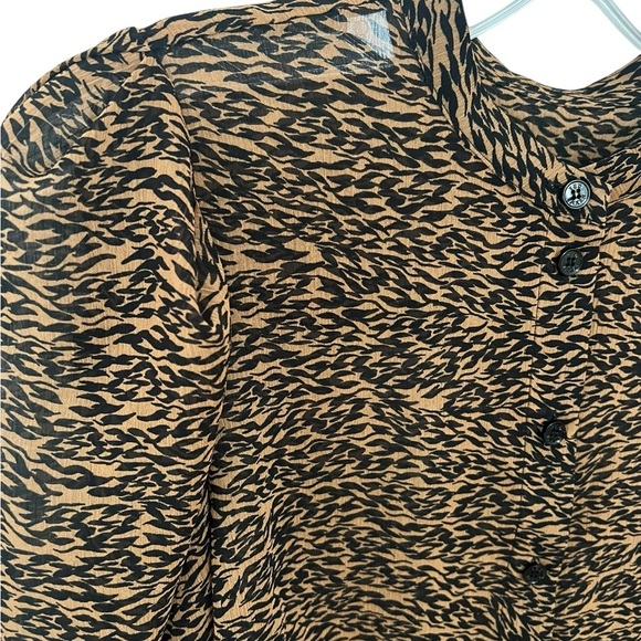 Ted Baker Sheer Blouse Ammbre Button Down Brown Black 2 US 10 Excellent - Picture 4 of 7